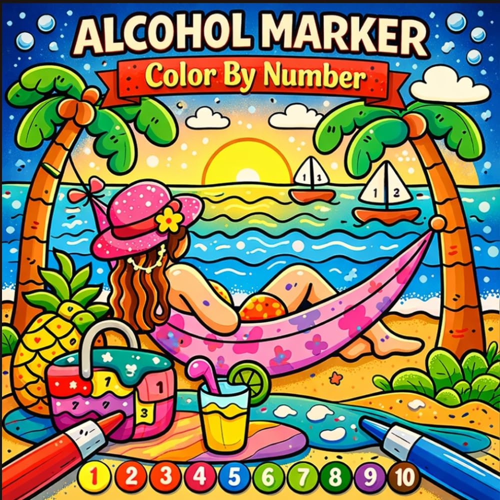 Alcohol Marker Color By Number: Fun and Relaxing Coloring Book for Adults and Teens Featuring Bold, Easy, and Beautiful Designs