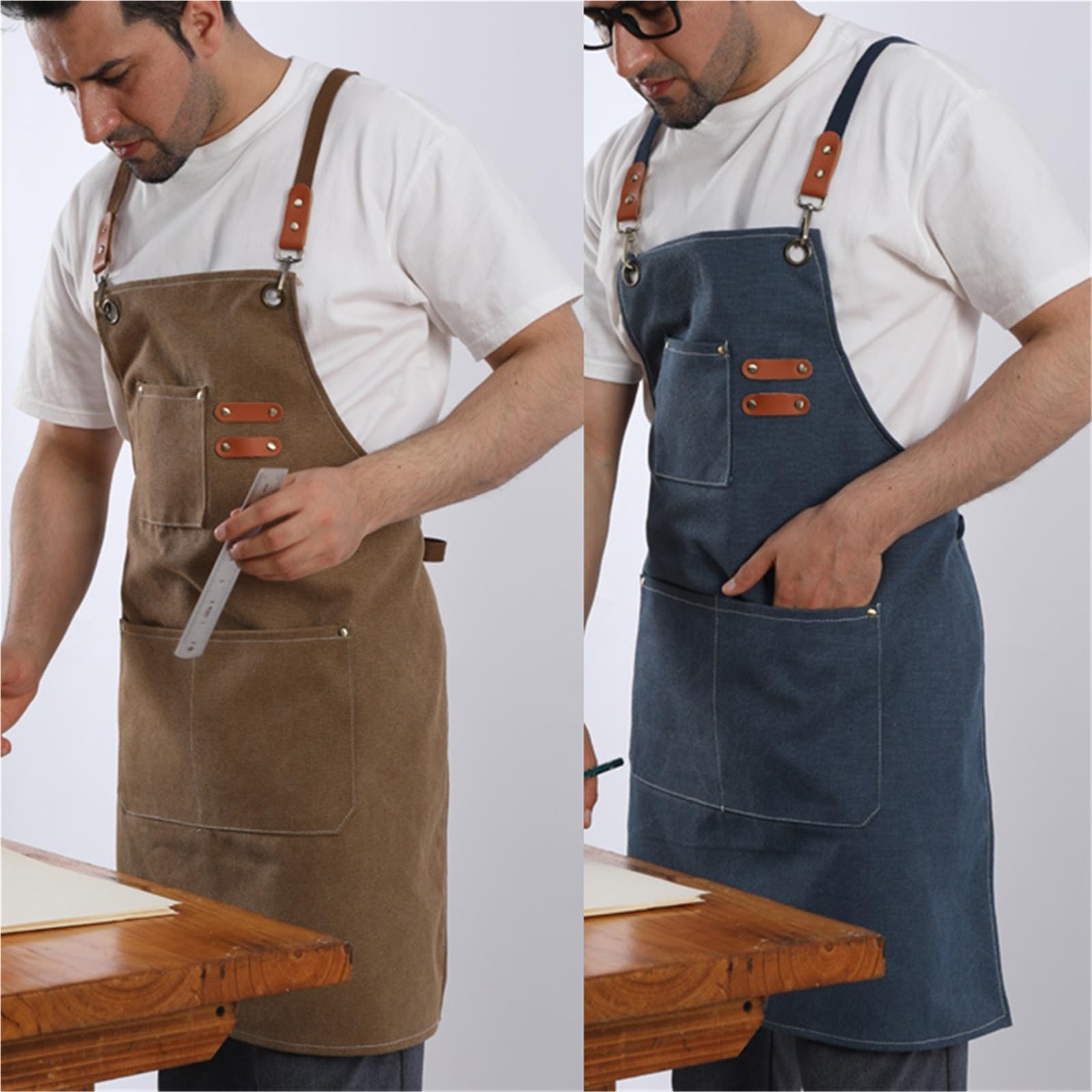 Grembiule da cucina 2 pezzi, tela unisex semplice e solida Per Giardino