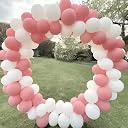 AMFIN (Pack of 200) Pastel Rubber Birthday Decoration Item Balloons - White & Red gallery image