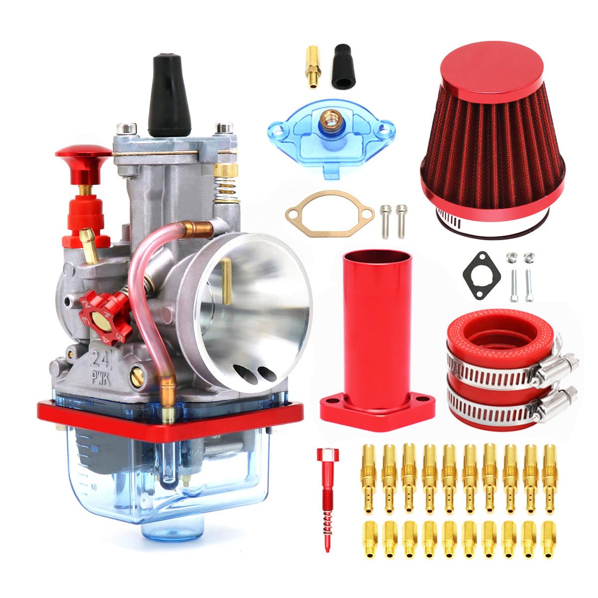 YWLUWEI PWK 28mm Carburetor Kit 75cc to 125cc 2T 4T Carburetor With Air Filter Intake Pipe Manifold Main Jets Idle Jets For Mini Bike Go Kart Parts