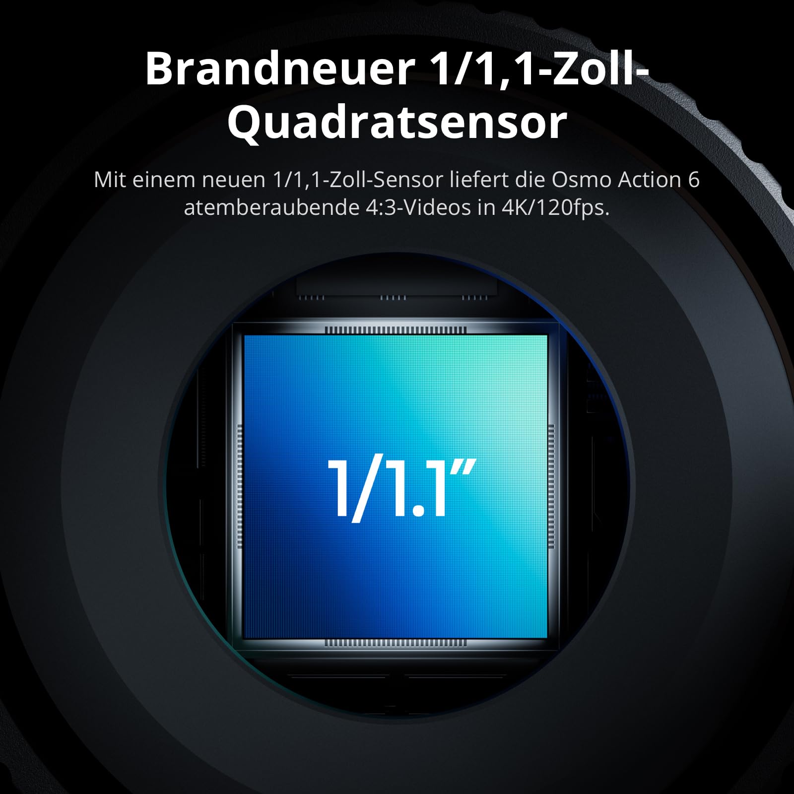 DJI Osmo Action 6 Standard Combo, Unterwasser-Action-Cam, Kamera, 1/1,1-Zoll-Quadratsensor, 50 GB Speicher, Variable Blende f/2,0 bis f/4,0, kältebeständig, bis zu 4 Std. Akkulaufzeit, 8K