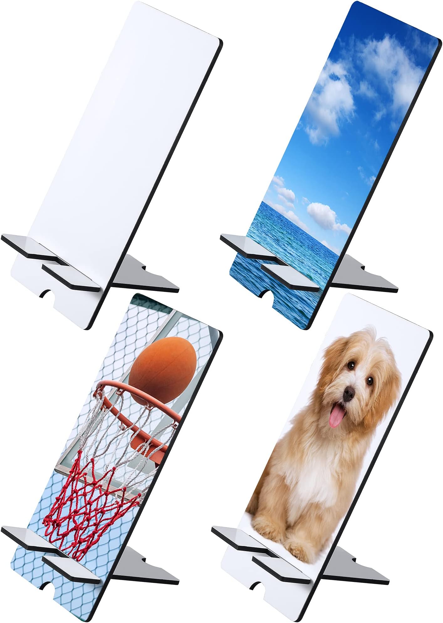 4 Pieces Sublimation Blank Phone Stand Sublimation Cell Phone Holder for Desk Wood Smartphone Holders DIY Craft Charging Stand for Desktop Office Table Home Kitchen