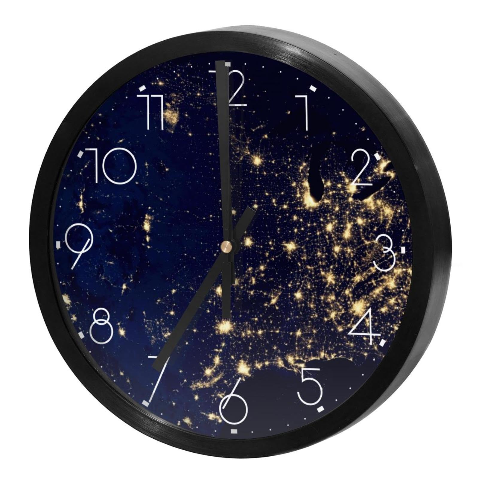 Horloge murale à quartz silencieuse haute précision au motif satellite