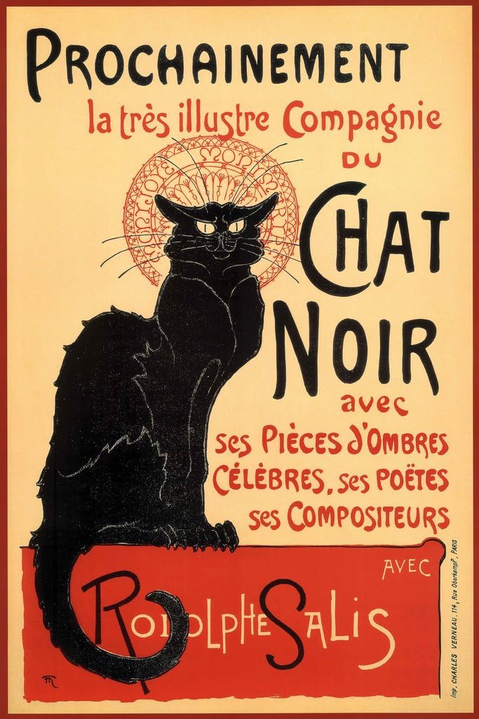 Le Chat Noir Poster The Black Cat Vintage Advertising Posters French Nouveau 1920 Prints Cool Wall Art Print 12x18