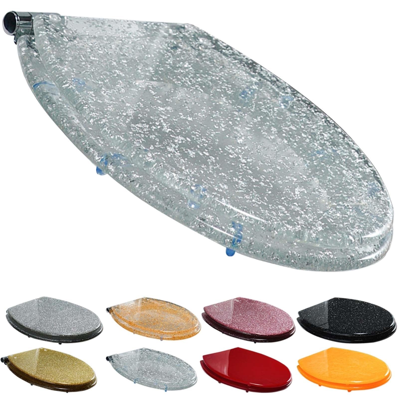 Soft Close Toilet seat, Durable Glitter Release topbottom Fixing Easy Installation for Various Toilets, Adjustable, Lightweight, Portable, User-Friendly, Compact Ergonomic Design