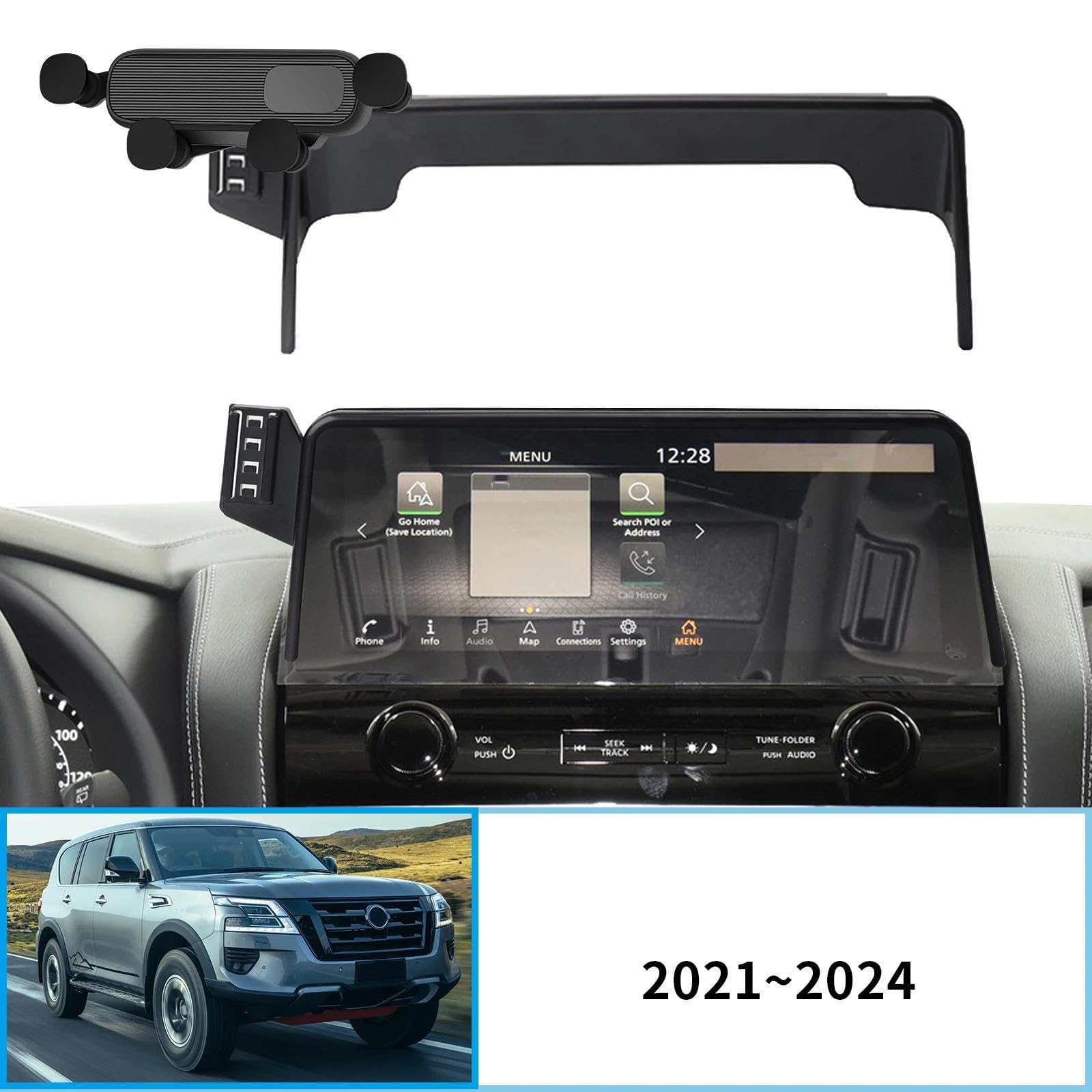Uchwyt Samochodowy na Telefon dla Nissan Patrol Y62 2021-2024, uchwyt samochodowy na telefon komórkowy, stojak na nawigację GPS (ładowanie)