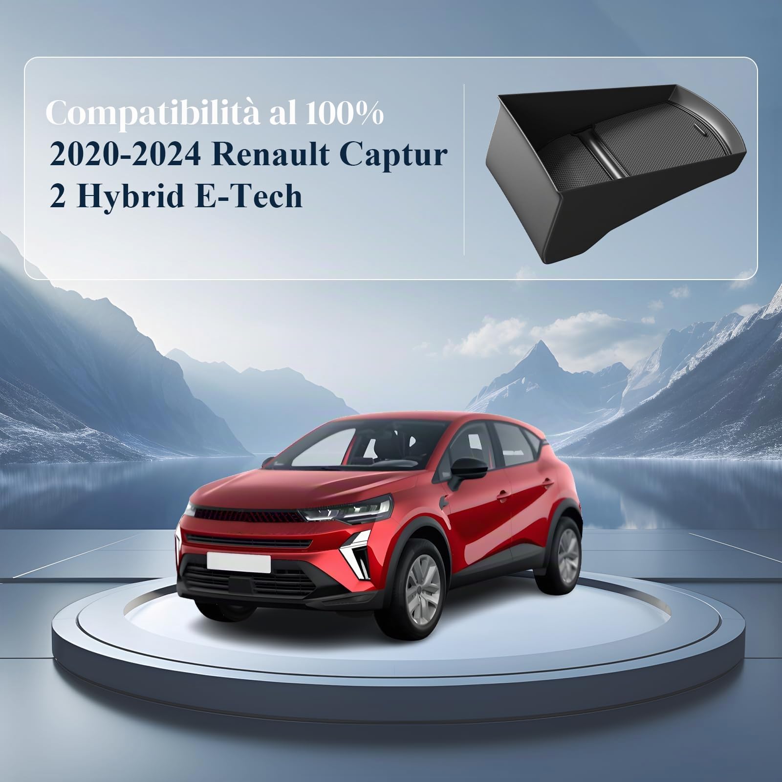 BIBIBO Organizzatore console centrale per R*enault Captur 2 Hybrid E-Tech 2020-2024 (9,3" Easylink), Captur 2 vassoio portaoggetti, vano portaoggetti nella console centrale, vassoio organizzatore