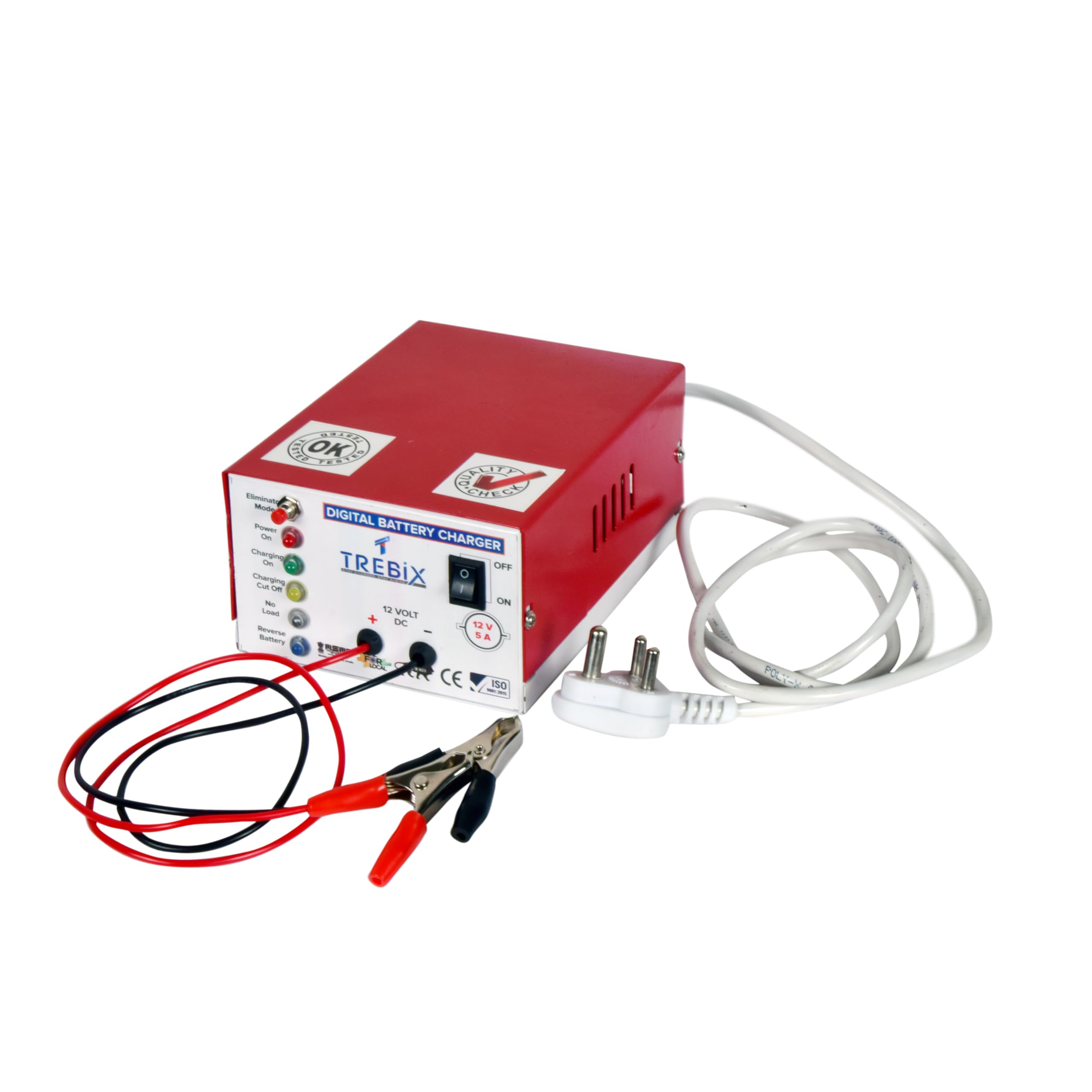 TREBIX Digital Battery Charger 12V 5A | Automatic Cut-Off | Reverse Polarity Protection | LED Indicators | Smart Car & Bike Battery Charger-image-28