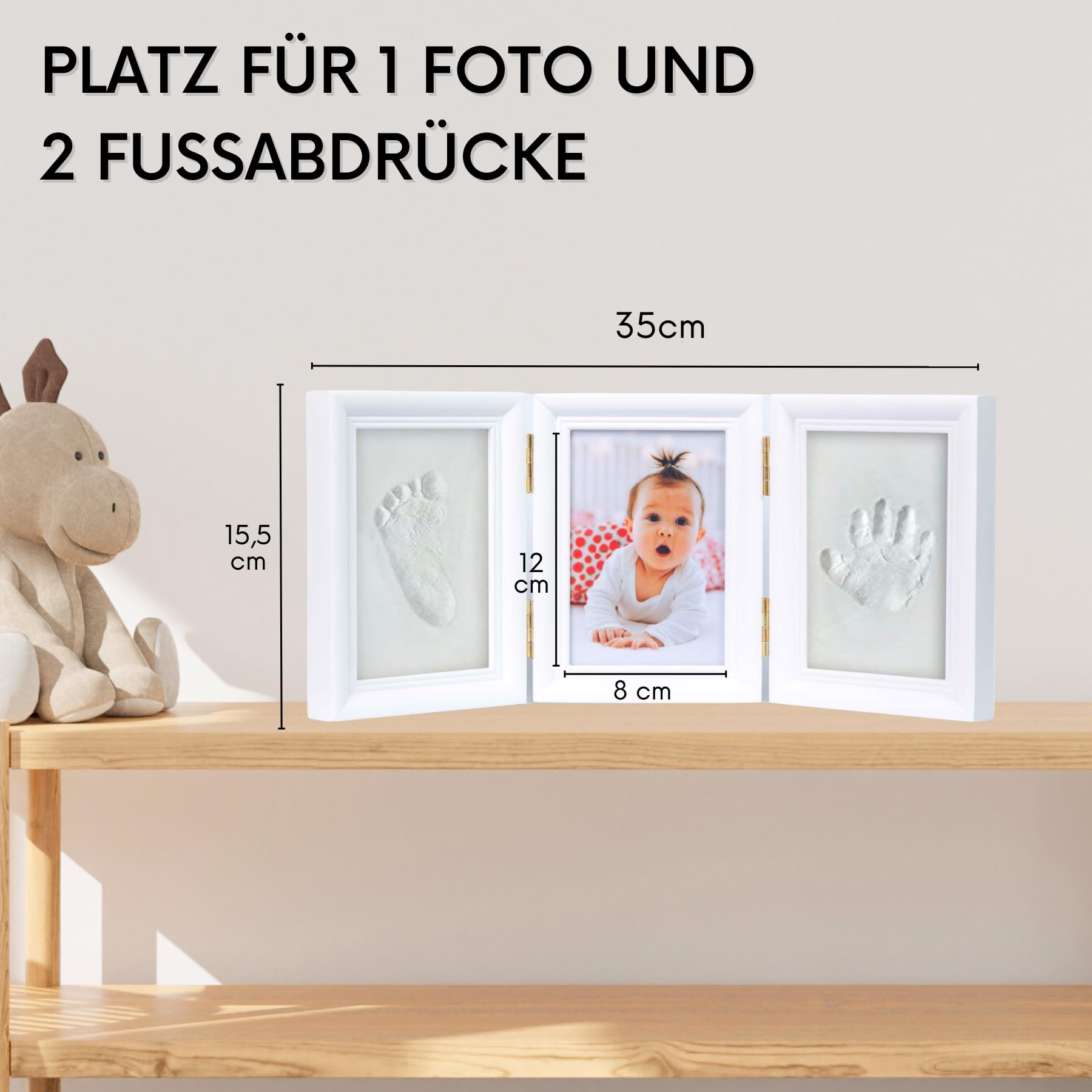 HuBorns - Bilderrahmen Fußabdruck Baby und Anti-Riss-Ton, um ein Einzigartiges Souvenir zu schaffen, Gipsabdruck Baby Hand und Fuß, Baby Geschenk, Fussabdruck Abdruckset (Ton)