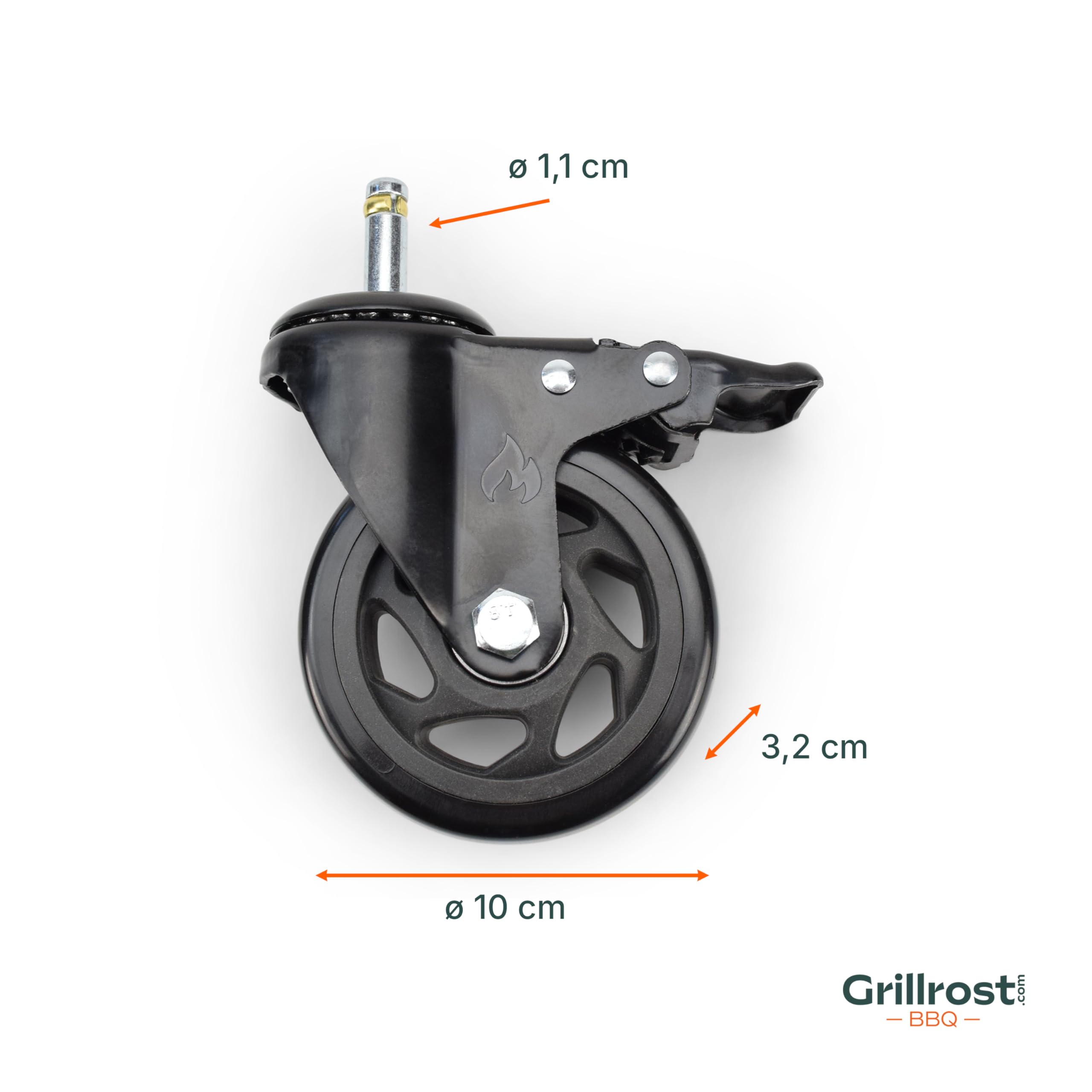 Grillrost.com Das Original Zestaw zapasowych rolek premium o średnicy 100 mm – pasuje do wielu grilli gazowych