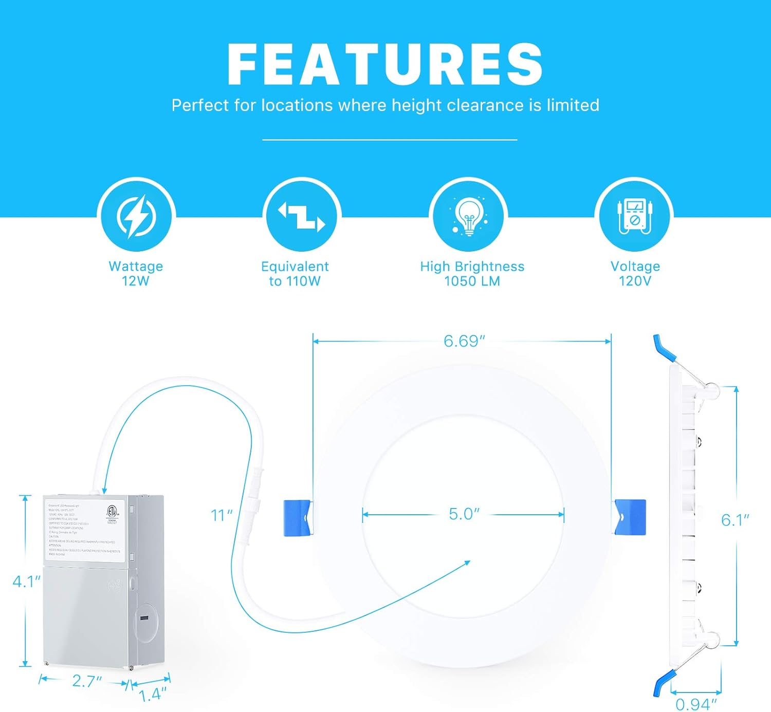 Bеѕt Dеаl Ensenior 6 Pack 6 Inch Ultra-Thin LED Recessed Ceiling Light with Junction Box, 6000K Clear White, 12W 110W Eqv, Dimmable Downlight, 1050LM High Brightness - ETL Certified Suреr Chеар 🛒 Ensenior 6 Pack 6 Inch Ultra-Thin LED Recessed Ceiling Light with Junction Box, 6000K Clear White, 12W 110W Eqv, Dimmable Downlight, 1050LM High Brightness - ETL Certified