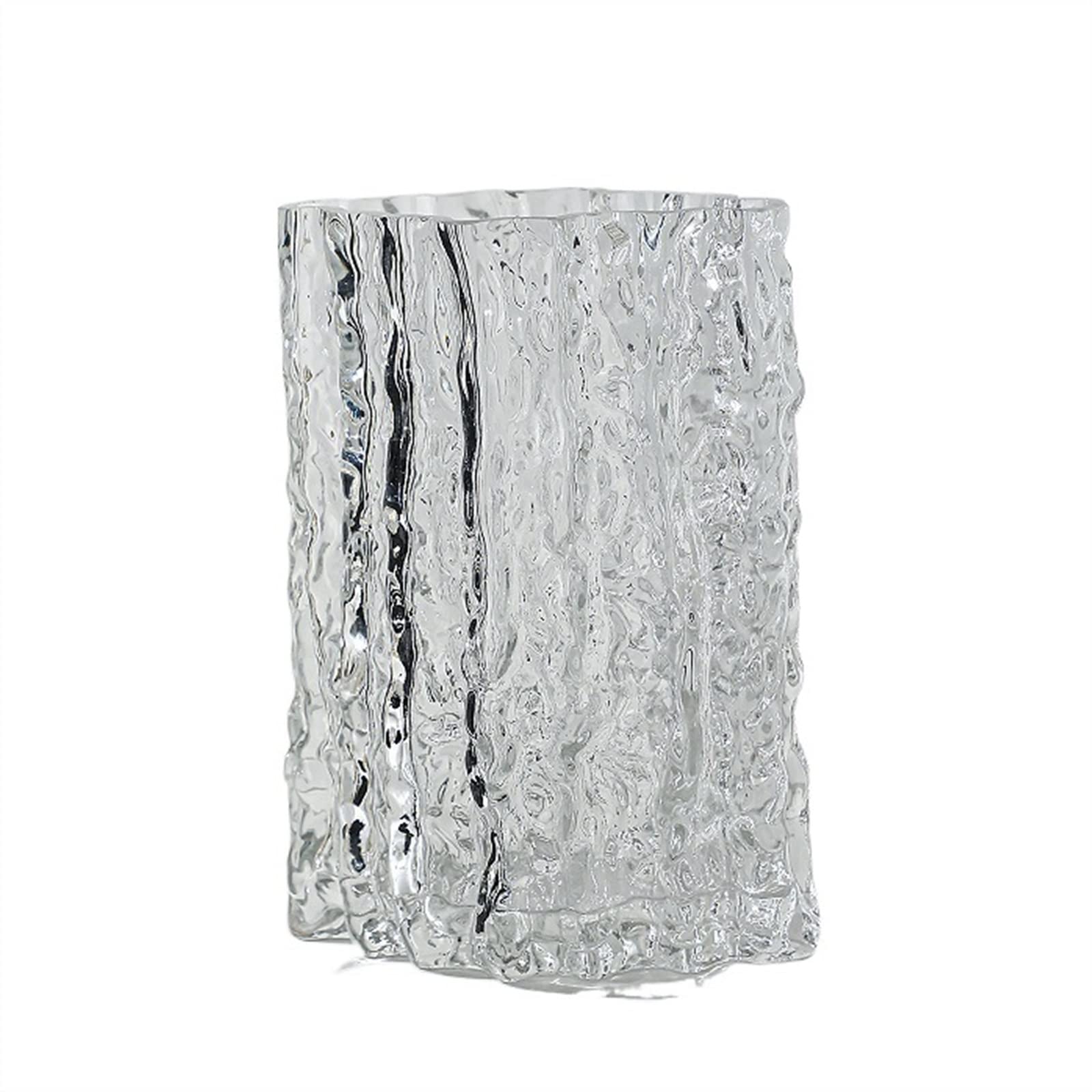 Vase transparent en verre de glacier pour fleurs sèches de salon