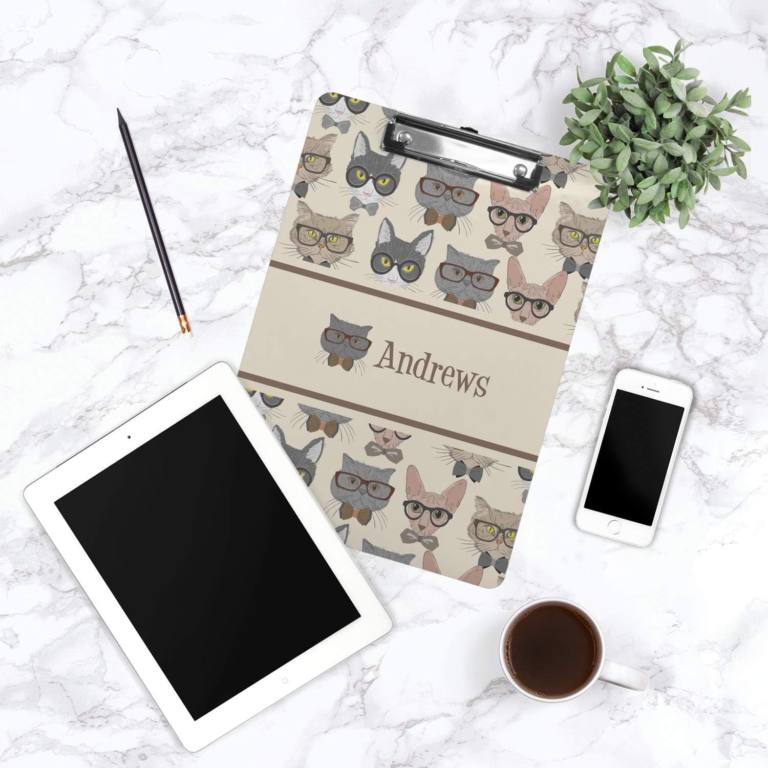 Personalized Hipster Cats Clipboard (Letter Size)