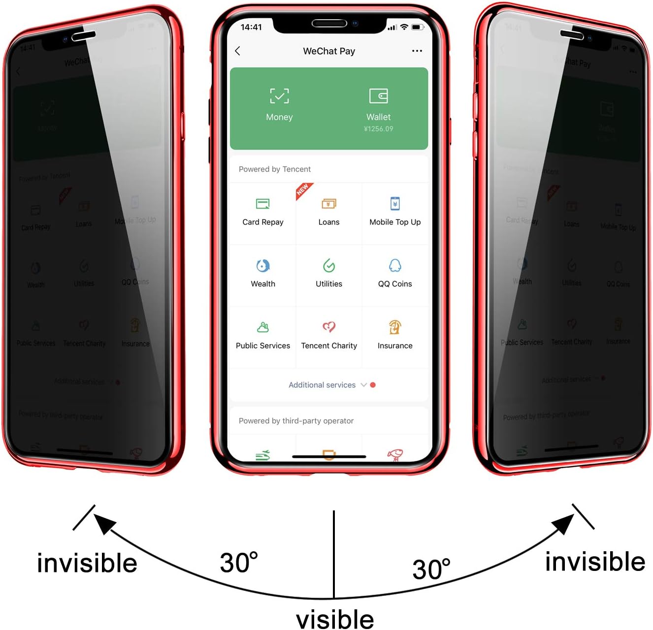 iPhone 11 Case, ZHIKE Anti-Peep Magnetic Adsorption Case Front and Back Tempered Glass Full Screen Coverage One-Piece Design Flip Privacy Cover for Apple iPhone 11 (Anti Spy-Clear Red)