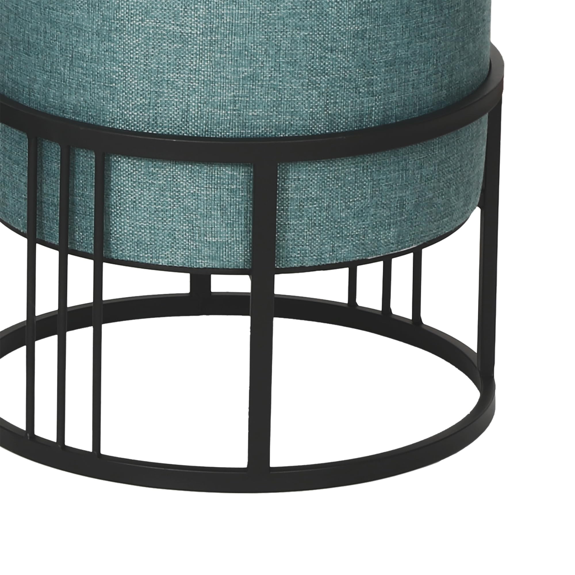 [en.casa] Set 2 Pouf 2in1 Reversibili Impilabili Seduta Imbottita e Piano Rigido in MDF Telaio in Metallo Tavolino Poggiapiedi Sgabello Circolari 38xØ38 cm Verde