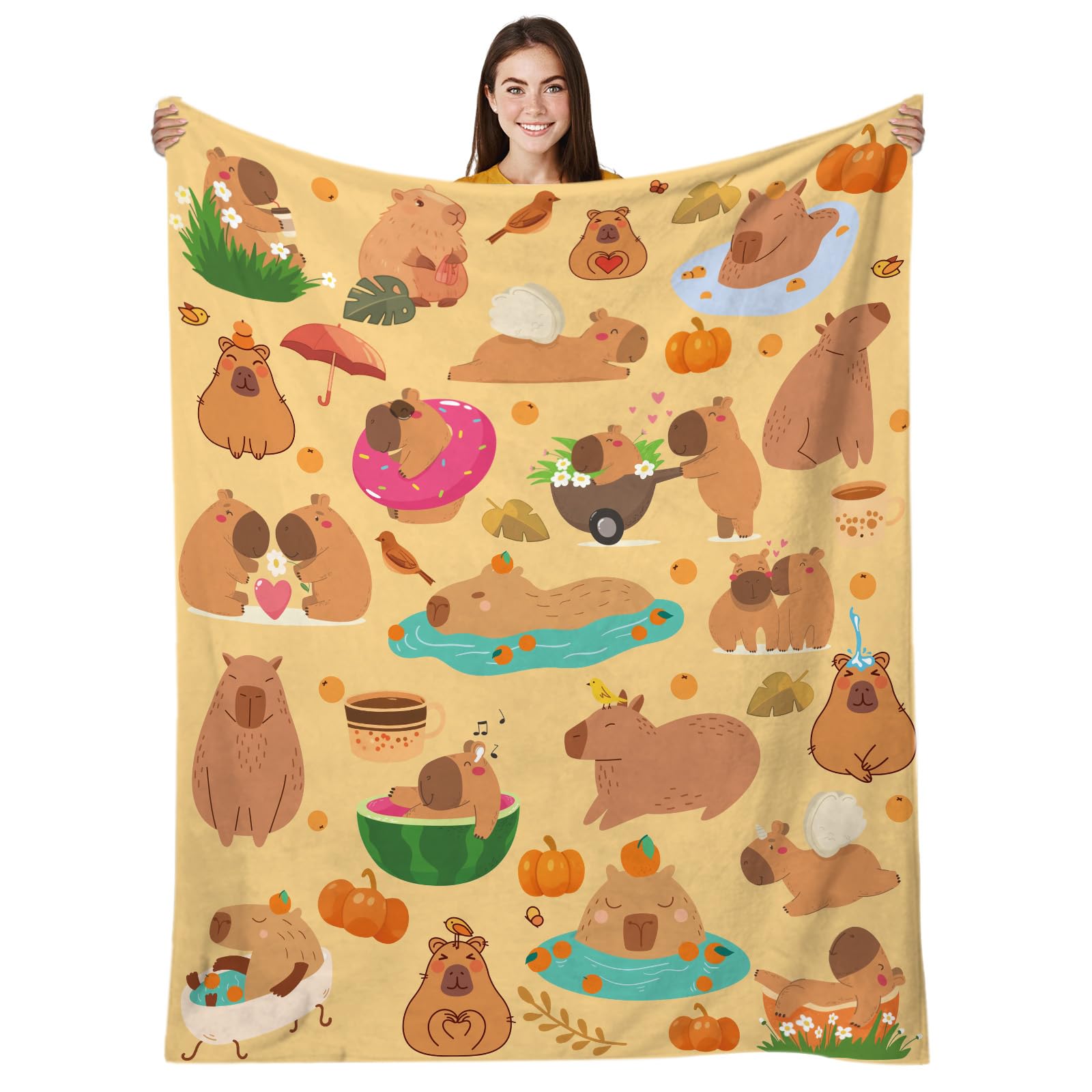 HEIFAM Capybara Gifts Blanket for Girls Boys, Capybara Stuff for Capybaras Lovers, Personalized Capybaras Birthday Party Decorations for Kids Teens Men Friend, Mothers Day for Women, 50