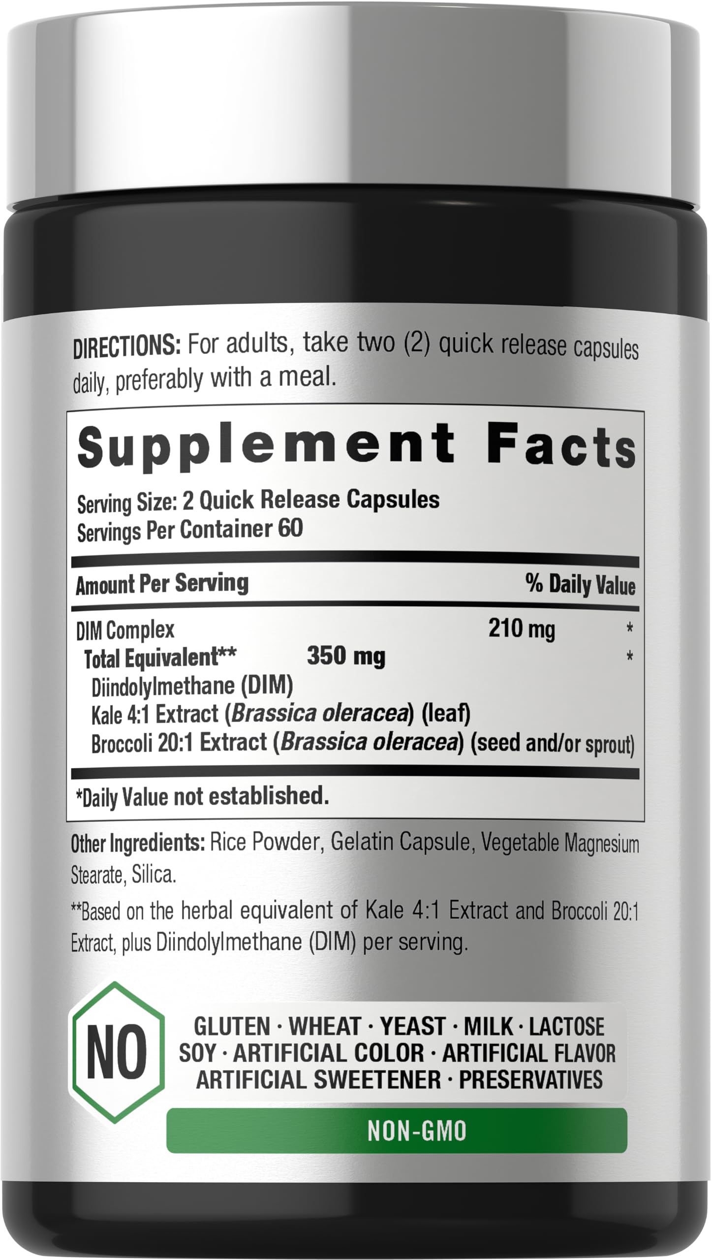 Horbäach DIM Supplement | 350mg Complex | for Women & Men | 120 Capsules — Amazon image 2