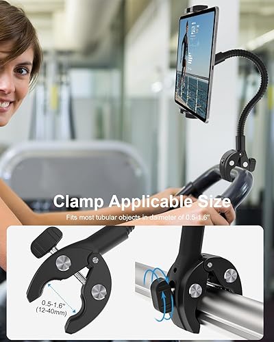 Miniatura 5 de Soporte para tablet de cuello de cisne para silla de ruedas, cochecito, carrito de golf, barco, soporte de micrófono, bicicleta de ciclismo