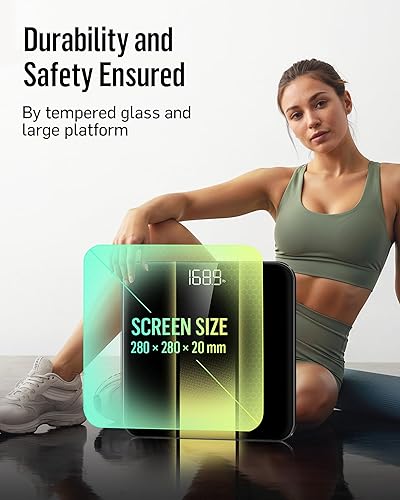 Miniatura 3 de RunStar - Báscula digital de baño para peso corporal con alta precisión, pantalla LED retroiluminada clara, báscula precisa con vidrio templado de 6