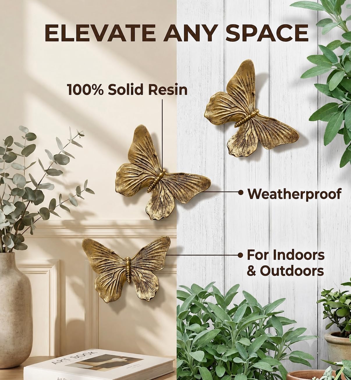 3D Butterfly Wall Decor art for Home Bedroom Set of 3 (Antique Copper)