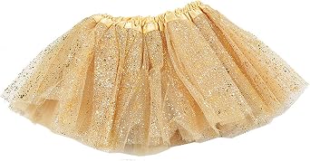 Baby Girls Gold Tutu Skirt, 3 Layer Sparkly Sequin Tulle Tutu for 3-12 Months One Size, Infant Toddler Birthday Halloween Party Princess Dress Up Outfit Cake Smash Photo Props