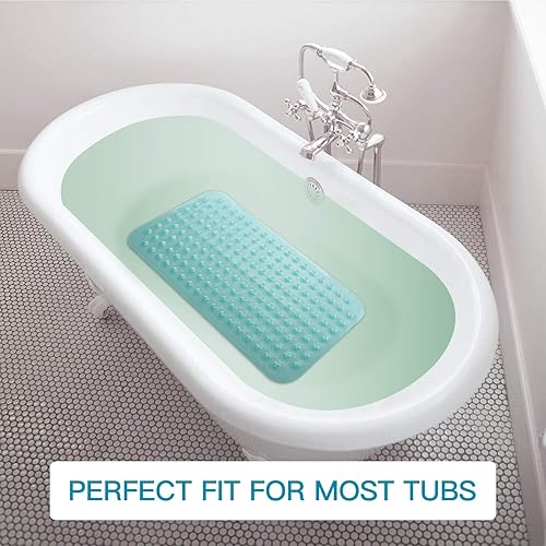 Miniatura 7 de YINENN Tapete para ducha y bañera, antideslizante y sin látex, con ventosas, lavable a máquina, con agujeros de drenaje (31 x 15.5 pulgadas, color