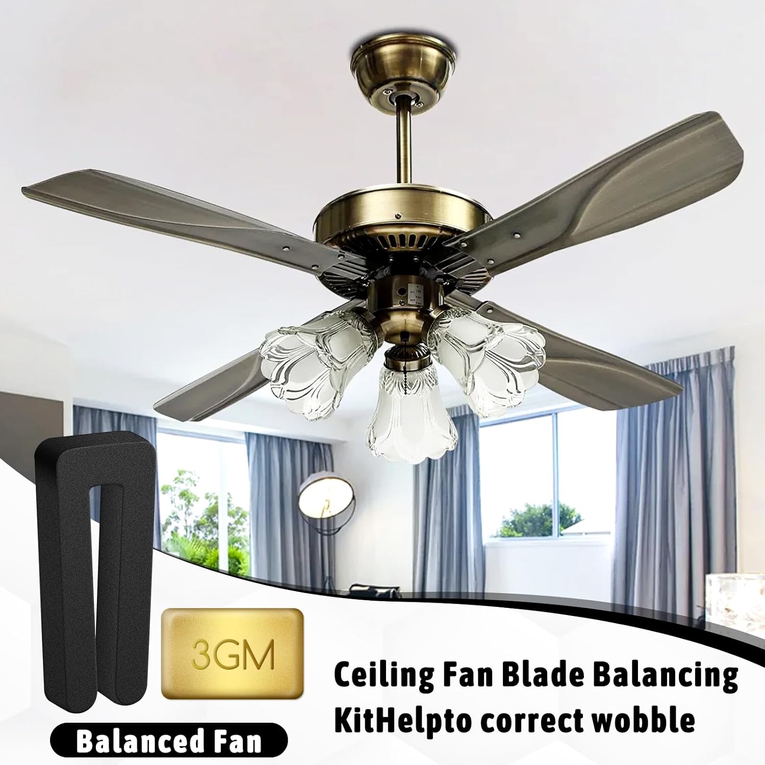 KALIONE 20PCS Ceiling Fan Balancing Kit, Including 5Pcs Fan Balancing Clips and 15Pcs Metal Self-Adhesive 3G Weight Practical Fan Balance Kit for Ceiling Fan Weight Balancing