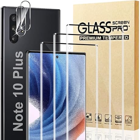 Galaxy Note10 Plus Screen Protector [3+2 Packs], Tempered Glass