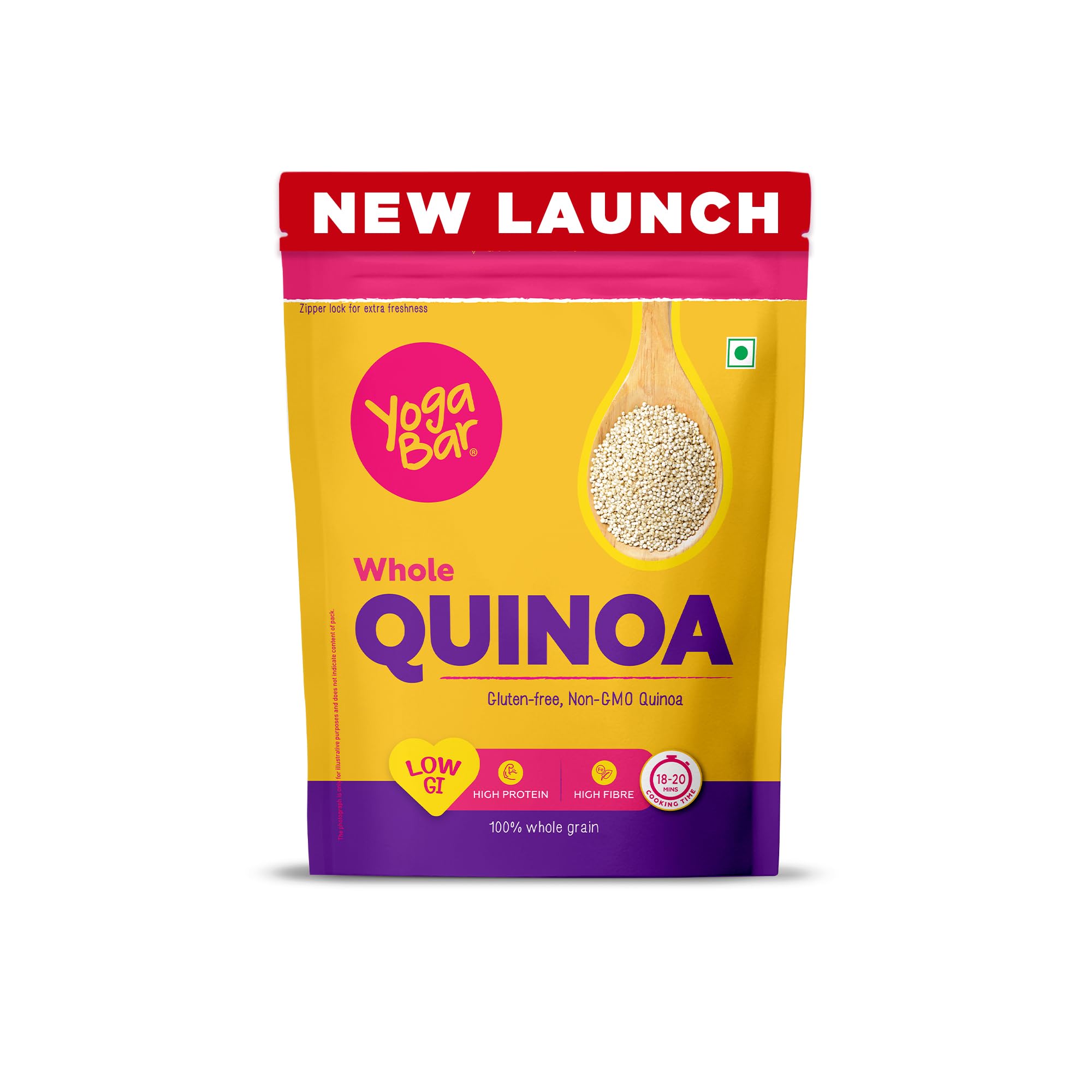 Yogabar Whole Quinoa 1kg Pouch - Gluten Free Quinoa Grain - Diet Food for Weight Loss Management - Helps Manage Sugar Levels - Low GI for sustained Energy