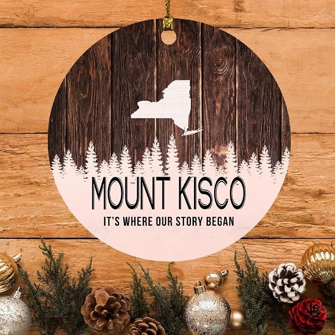 Christmas Ornament Intended for Mount Kisco New York City State Map Ornament Mount Kisco NY It’s Where Our Story Began Rustic Decoration Xmas Tree Keepsake Gift 3" White image 2