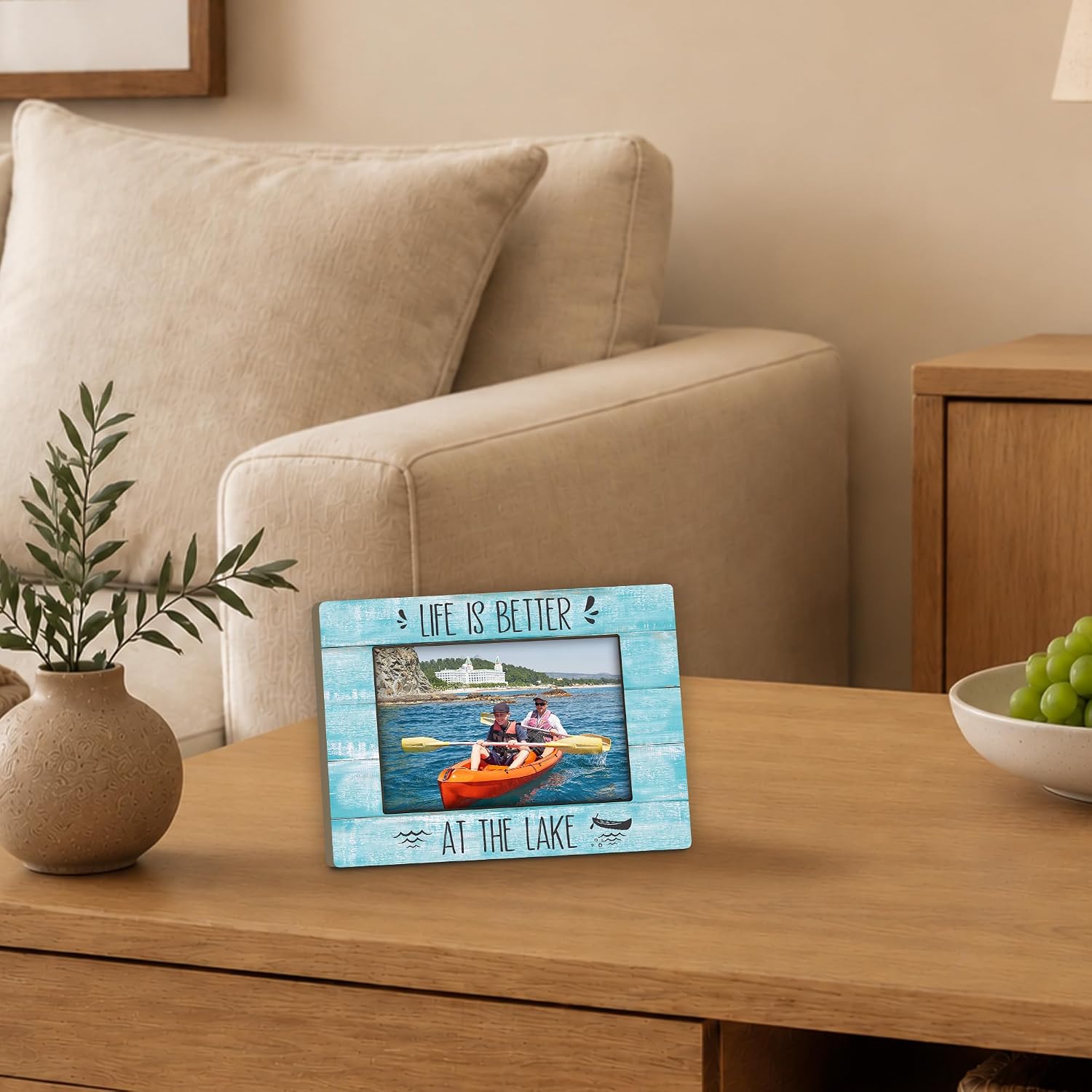Life is Better at the Lake 4x6 Picture Frames, Blue Photo Frame, Lake House Gifts, Lakehouse Decor Wooden Picture Photo Frames for Home Bedroom Living Room Cabin Decor image 3