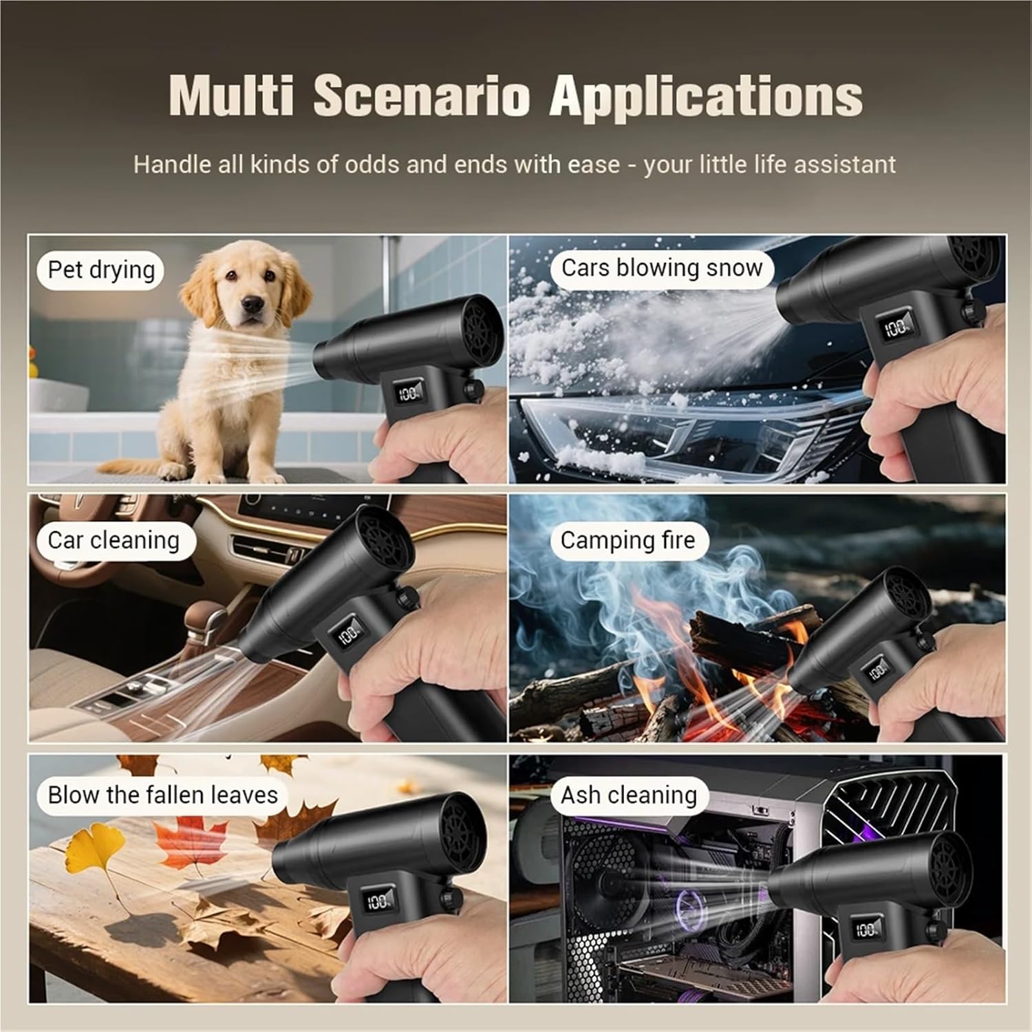 Jet Fan 7800000 RPH Violent Fan Powerful Air Blower High Speed Brushless 100-gear Speed Regulation Jet Blower(Black B)