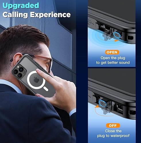 Miniatura 7 de Funda magnética para iPhone 15 Pro impermeable con protector de pantalla integrado, compatible con MagSafe a prueba de golpes, a prueba de polvo,