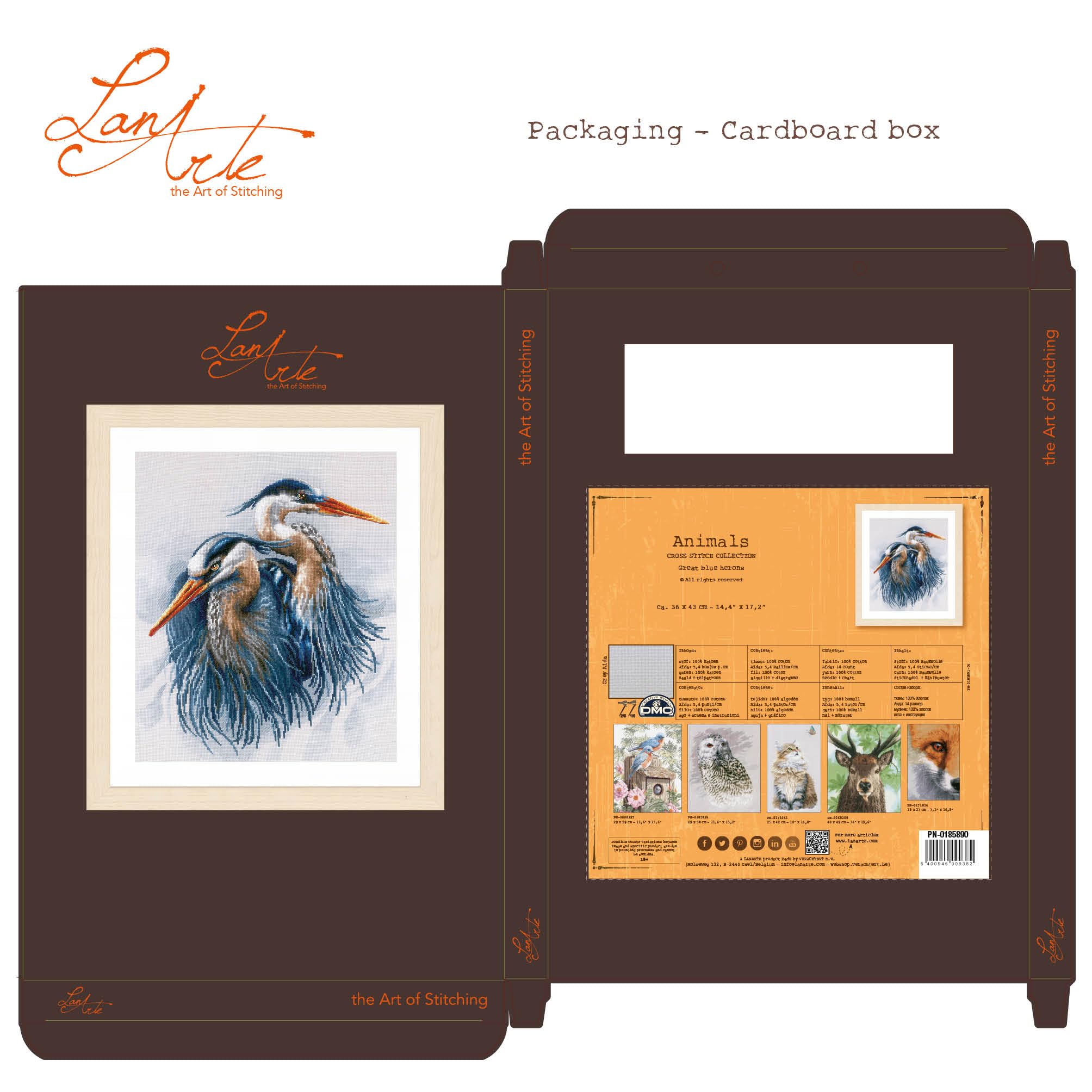 LANARTE Kit Punto Croce Contato GRANDI AIRONI BLU Decorativi Per Pareti ca. 36 x 43 cm Set Fai Da Te Creativo Adulti Ricamo Casa Decor Arte Da Parete Kit Per Hobby Cross Stitch