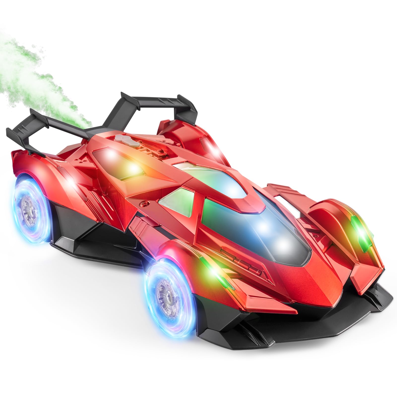 SASBSC Lambo Remote Control Car for Boys 4-7 8-12 Drift Rc Cars with 360° Rotation, Spray, Music & Lights 1:12 Rechargeable Rc Car Toys 10-12km/h Sport Race Toy Cars Gifts for Kids (Red)