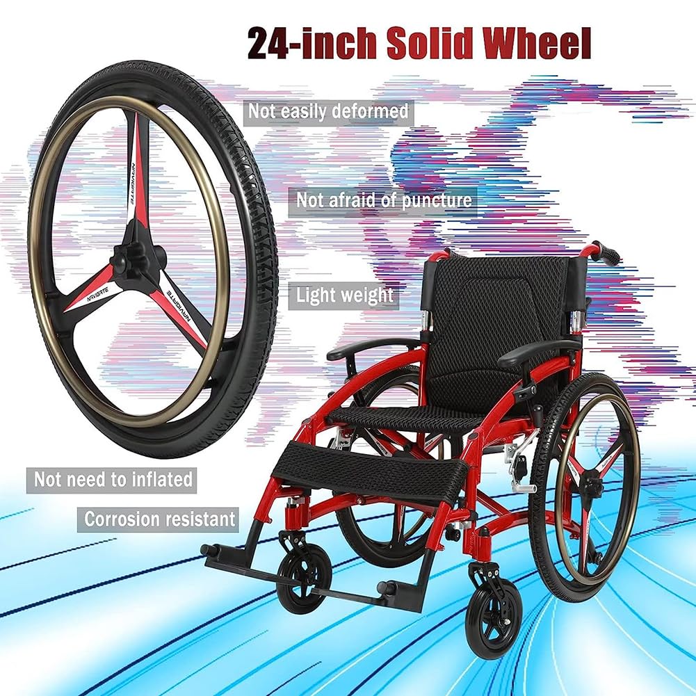 Sedia A Rotelle Dello Sport E Del Tempo Libero Per Adulti, Sedia A Rotelle Pieghevole Autoproprizzata Leggera, Sedia A Rotelle Da Viaggio Per Adulti E Anziani, 100 Kg/220 Libbre Carico