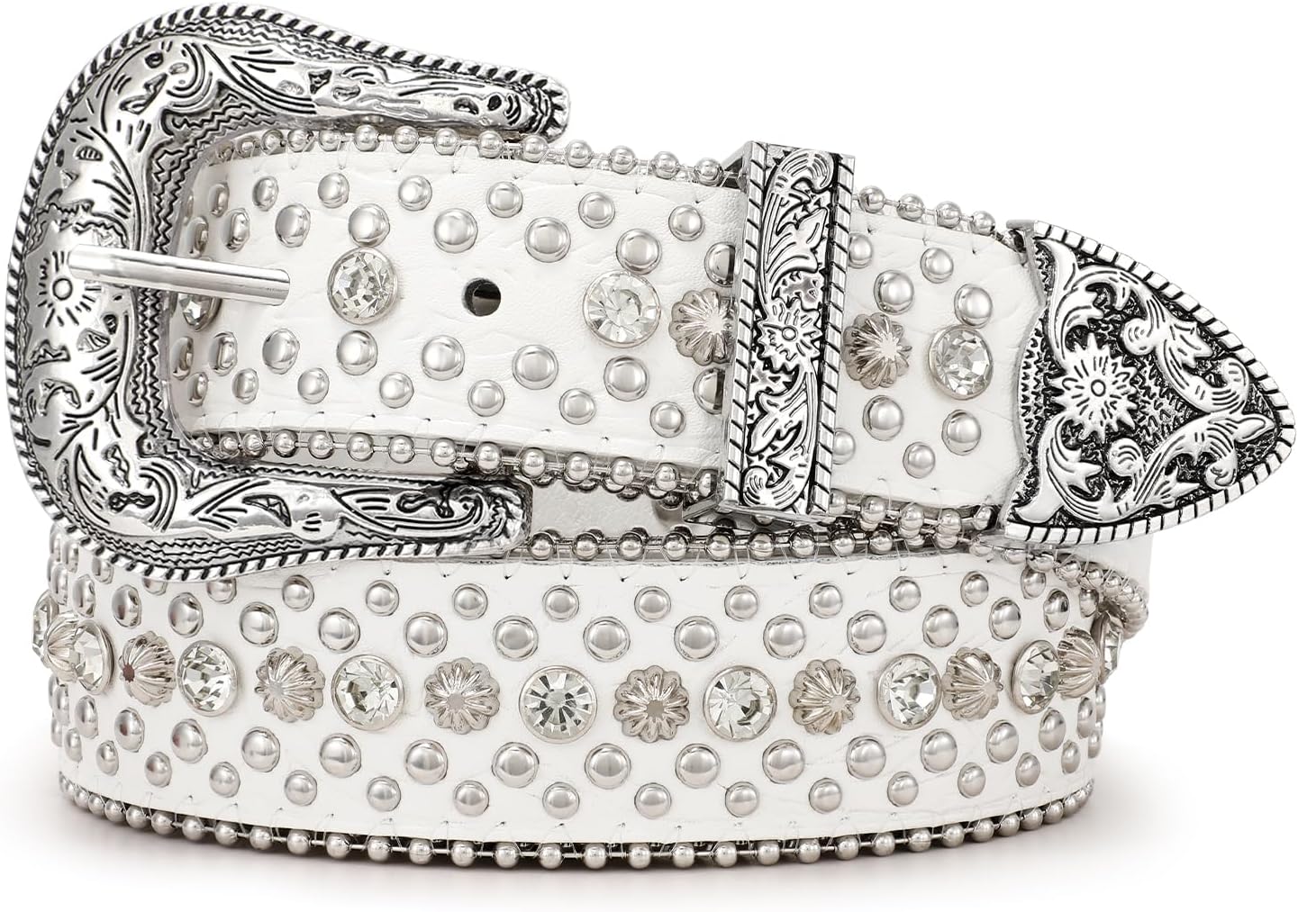 JASGOOD Rhinestone Belt for Women Men Bling Studded Western Cowboy Cowgirl Belts for Jeans