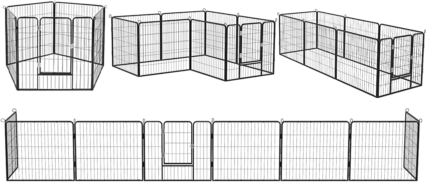 8 Panels Durable Heavy Duty Dog Playpen Pet Pen Run Enclosure (24", Black Hammertone)