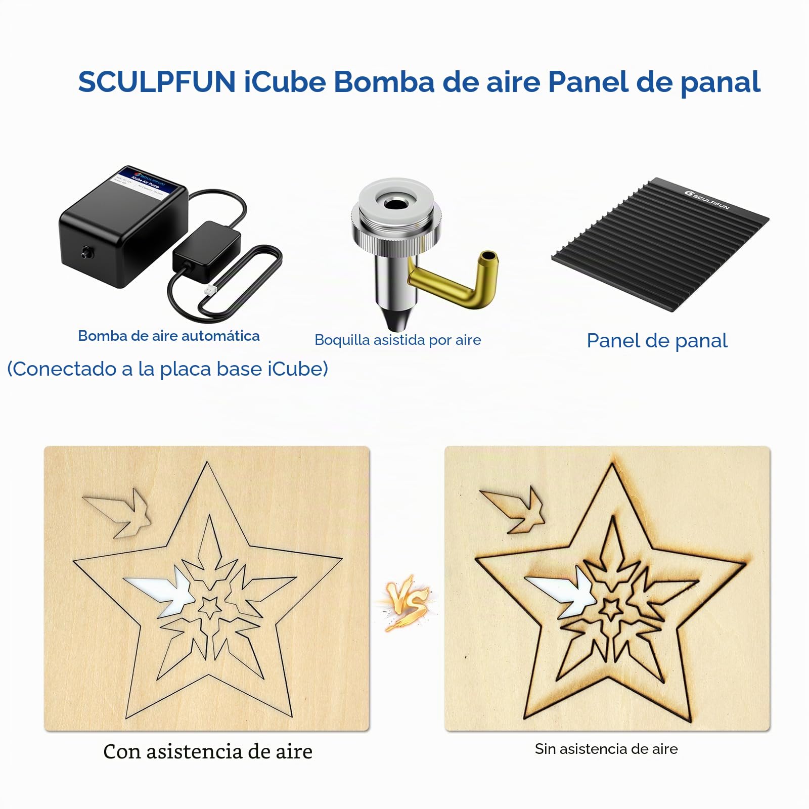 Irfora iCube-Grabador láser, Mesa de Trabajo de Panal para protección de Escritorio, Corte láser, Bomba de Aire de 15L/Min, bajo Ruido y Baja vibración