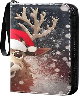 Kigai Christmas Gnomes Trading Card Binder with Sleeves PU Leather Holds 400 Cards,Double Sided Trading Card Folder with Zipper Collection Binder Album Book Case for Boys Girls