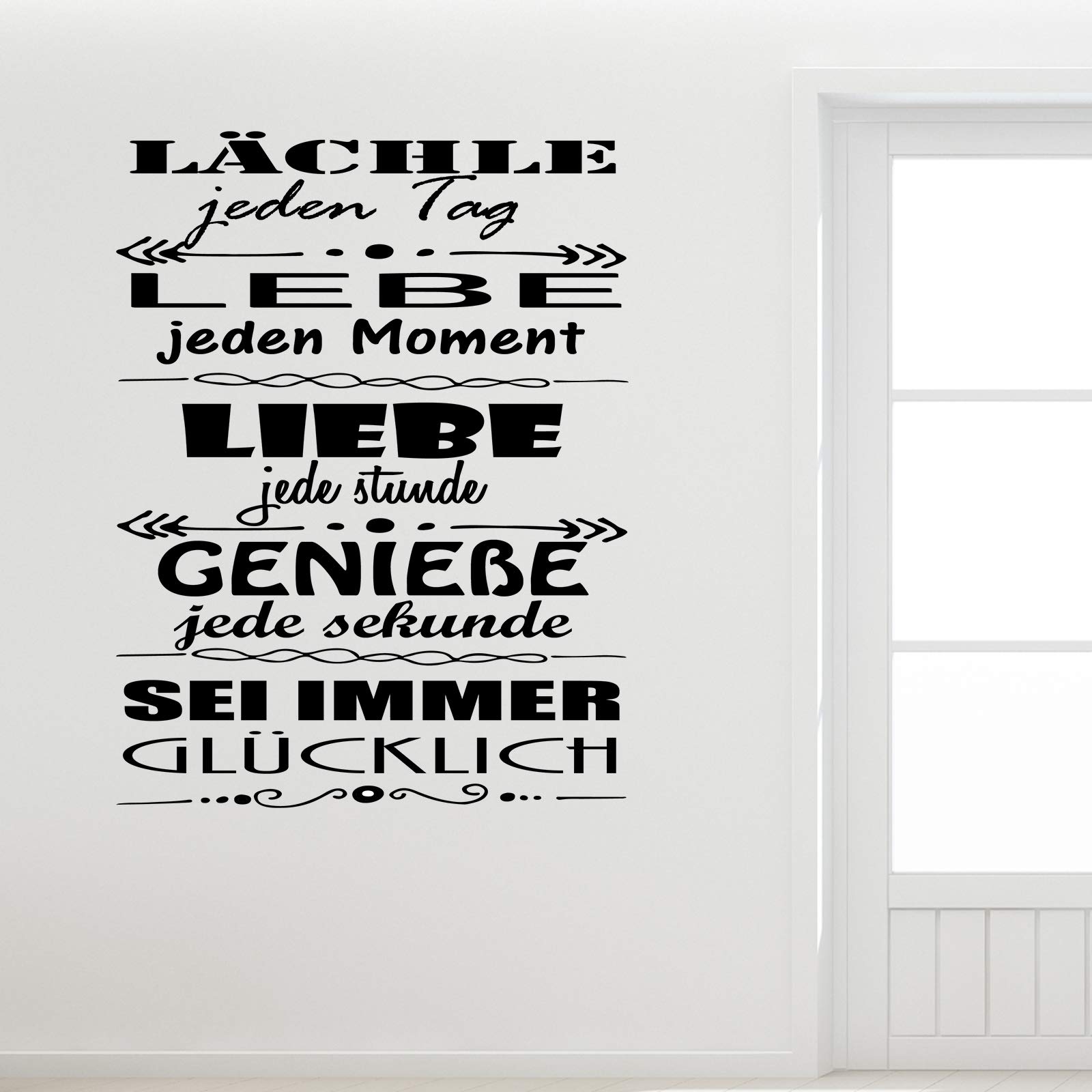 Vinilo de pared decorativo en Alemán. Wandtattoo Spruch "LÄCHLE JEDEN.." Pegatinas de pared de frases celebres.wandtattoo deutsch Docliick DC-021-AL