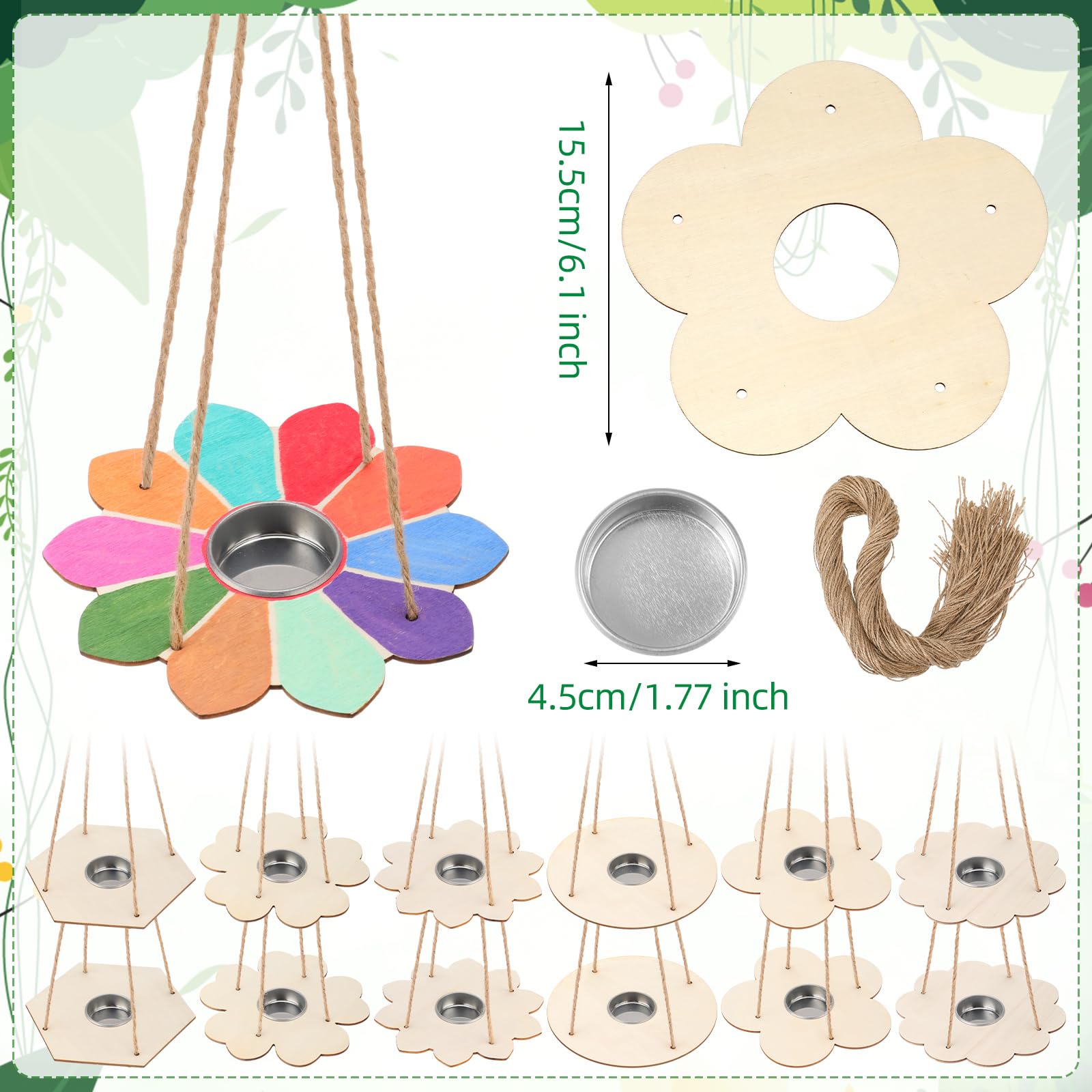 DoubleFill 48 Stück Vogelfutterspender Bastelsets für Kinder im Alter von 3–8 Jahren, machen Sie Ihre eigenen Vogelfutterspender, Kinderkunst und Handwerk, Holzkunst, Malerei, Vogelfutterspender für