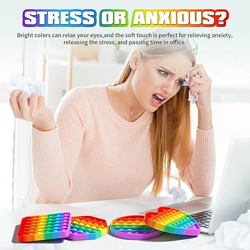 Miniatura 5 de Paquete de 4 juguetes para ansiedad, paquete de juguetes para ansiedad de reventar burbujas, regalos de fiesta para niños y adultos, juguetes