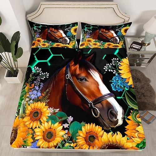 Miniatura 7 de Manfei Sábana bajera ajustable musical tamaño individual, juego de ropa de cama con estampado de notas musicales retro para niños y niñas, Marrón y