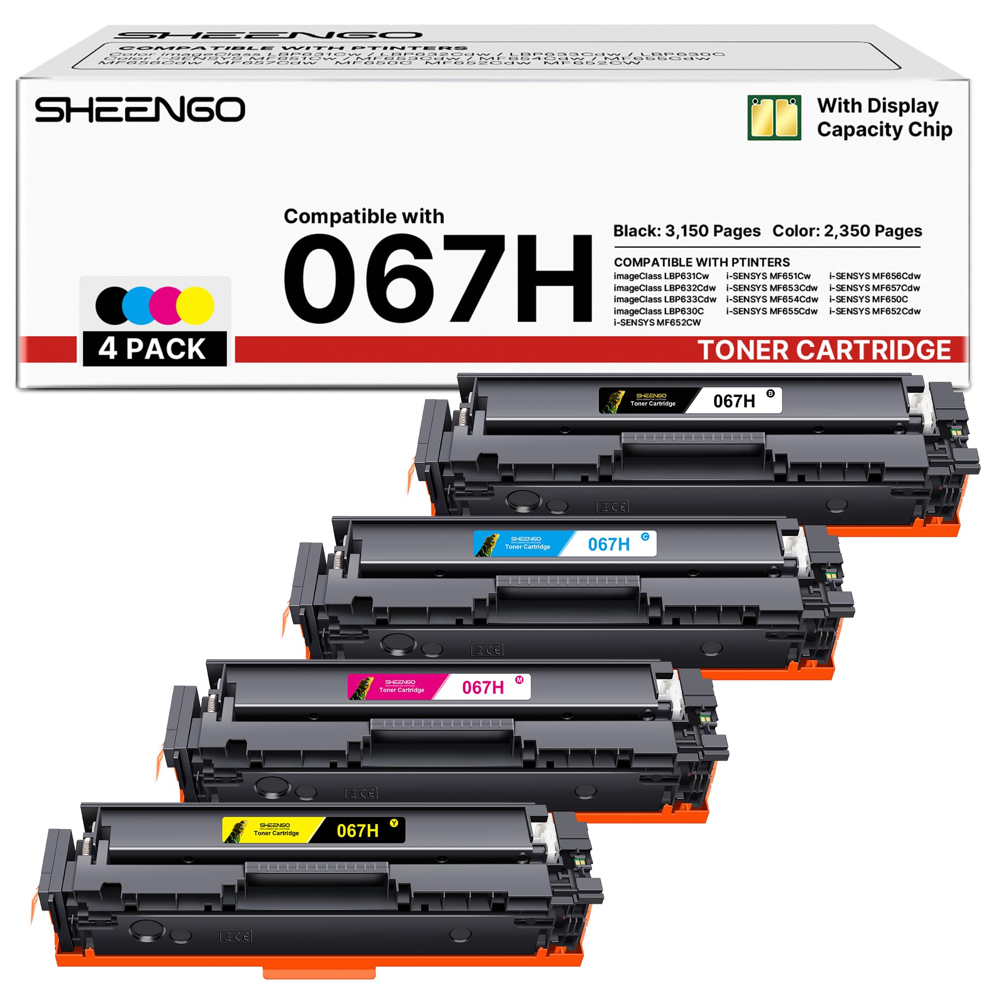 067H Toner Kompatible für Canon 067H 067 für i-SENSYS MF657Cdw MF655Cdw | 067H für Canon i-SENSYS MF655CDW MF664CDW MF657CW MF651CW LBP631CW LBP633CDW LBP752CDW LBP630C MF654CDW MF650C (4er-Pack)