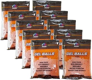 100k Orange Gel Ammo for Gel Ball Blasters (7-8 mm,10 Packs,10000 Pieces Per Pack), Hydrogel Balls for Ages 14 & Up