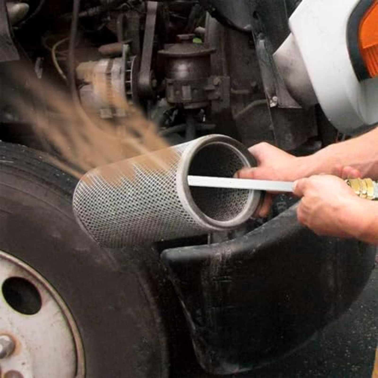 Radiator Reinigungsstange Luftfinnen Kamm Auto Kühler Reiniger Set mit 240-Grad Schnelladapter aus Edelstahl 57-60cm für PKW LKW