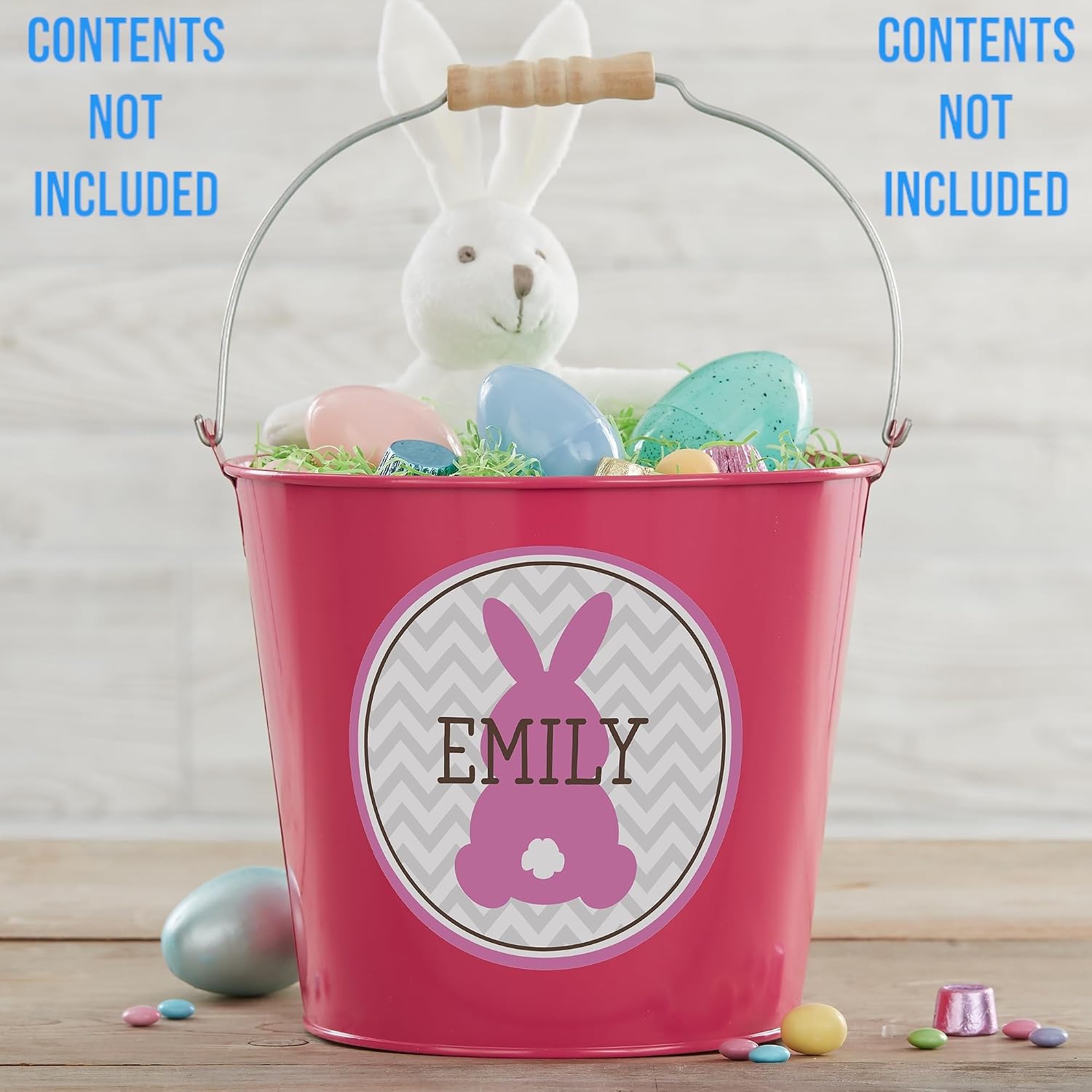 Personalization Universe Personalized Large Pink Easter Bunny Treat Bucket – Custom Kids Easter Gift – Children's Easter Basket Stuffer