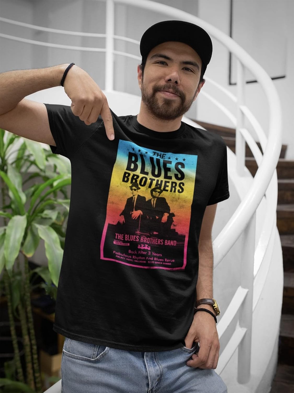 The Blues Brothers 80s Movies The Blues Brothers Band Rock Poster Adult Black Short Sleeve T-Shirts Vintage Style Graphic Tee