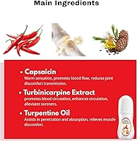 Vista 4 de Capsaicin Roll On - Rollo de gel calmante a base de hierbas con árnica, mentol, crema neuropatía para el cuidado de pies y piernas, absorción rápida